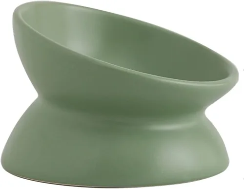 Miniatura 11 de Cuenco elevado de cerámica para gatos, cuencos de comida para gatos inclinados, de cerámica, apto para bigotes, antivómitos y reduce la carga
