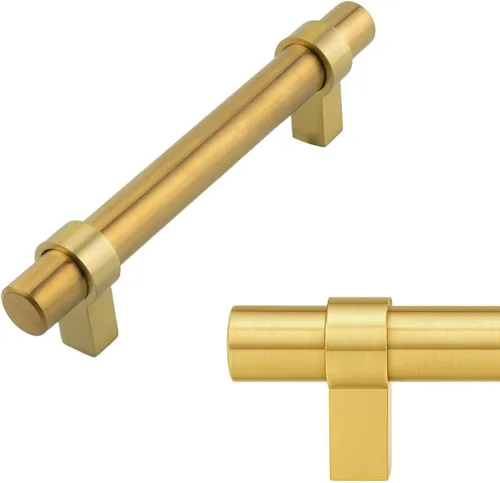 Miniatura 18 de Modket Paquete de 1 manija estilo barra europea de oro cepillado para gabinete de acero inoxidable 304 de 2 pulgadas