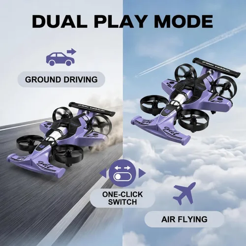 Miniatura 4 de Juguete de coche y avión volador a control remoto, juguetes para niños y niñas, dron helicóptero estilo jet con capacidad de giro de 360°, aviones