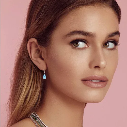 Miniatura 37 de Aretes colgantes de cristal austriaco con forma de lágrima para mujer, joyería hipoalergénica de plata de ley 925