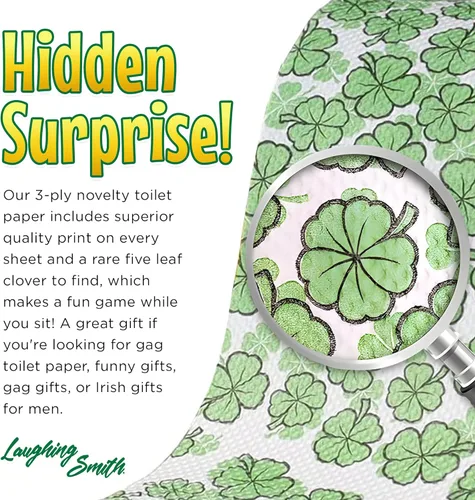 Miniatura 5 de Laughing Smith Papel higiénico novedoso – Lucky Roll de papel higiénico de trébol de cuatro hojas, regalo divertido del día de San Patricio