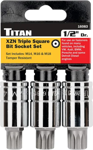 Miniatura 3 de Titan 16083 Juego de llaves de vaso de 3 piezas resistentes a manipulaciones XZN Triple Square
