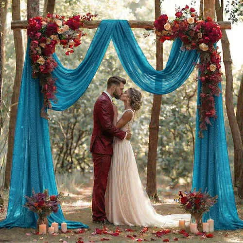 Miniatura 7 de MDS Paquete de 2 paneles de cortina para arco de boda (30 pulgadas de ancho x 20 pies de largo) tela de gasa transparente para boda, ceremonia