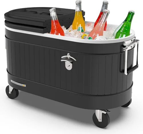 Miniatura 21 de Permasteel Enfriador de patio rodante: gran hielera para exteriores con ruedas, enfriador de bebidas para patio trasero, barbacoa, portón trasero