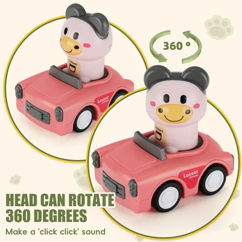 Miniatura 4 de Juguete de coche Press to Go para niños de 1 a 3 años, impulsado por fricción, no requiere pilas, sin BPA, fácil de limpiar, juguete para interiores