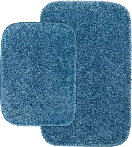 Miniatura 14 de Garland Rug 2 alfombras de baño tradicionales de nailon lavables color morado (17 x 24 pulgadas, 21 x 34 pulgadas), suaves, absorbentes y elegantes