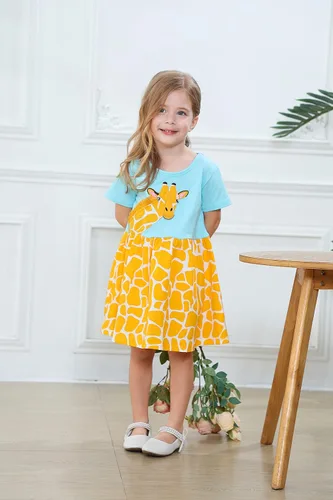 Miniatura 2 de RETSUGO Vestido acampanado para niñas pequeñas, lindo diseño de unicornio, arco iris, manga corta, casual, para fiesta de 1 a 8 años, Arco iris