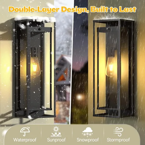 Miniatura 4 de Iluminación Exterior con Sensor de Movimiento Grande - 20 pulgadas del Anochecer al Amanecer, Aplique Moderno Impermeable Montado en Pared E26