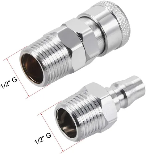 Miniatura 4 de uxcell Herramienta de aire lavadora a presión macho acoplador de alto flujo enchufe G1/2 conexión rápida conjunto