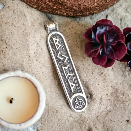 Miniatura 25 de Viking Rune Formula Pendant Necklace for Men Women - 925 Sterling Silver - Norse Nordic Celtic Jewelry - Runes Protection Amulet - Matching