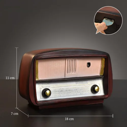 Miniatura 5 de Estatua retro de radio para decoración del hogar, figura de TV retro para estante, estantería, mesa, oficina, sala de estar (radio)
