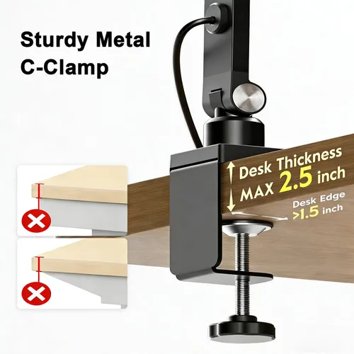 Miniatura 8 de NS Lámpara de escritorio LED profesional con control remoto, luz regulable CRI95+, 3000K – 6000K CCT ajustable, ángulo flexible, abrazadera
