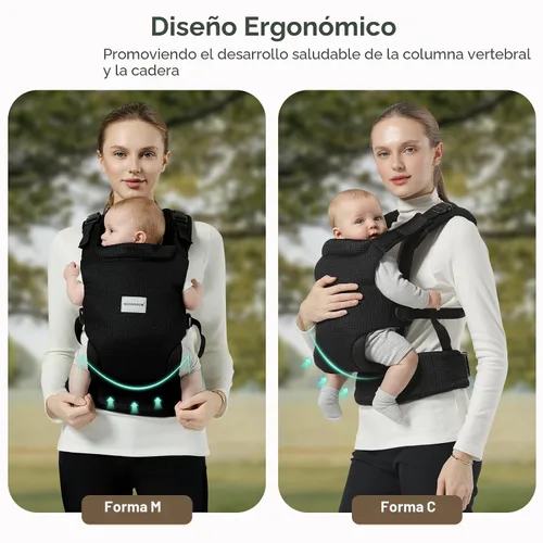 Miniatura 4 de MISSWISDOM Portabebés para bebé de recién nacido a niño pequeño, portabebés ajustable fácil para niños pequeños de 3 a 13.6 kg, portabebés Negro