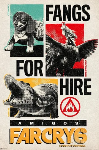 Far Cry 6 colmillos laminados de alquiler Chorizo Guapo Chicharron Videojuego Gamer Far Cry Merchandise Coleccionables Edición Coleccionista Far Cry