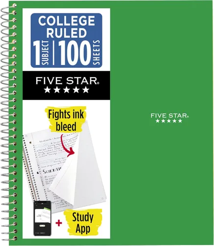 Miniatura 8 de Cuaderno de Five Star, 1 materia, con rayas, 100 hojas, 11" x 8-1/2", Negro