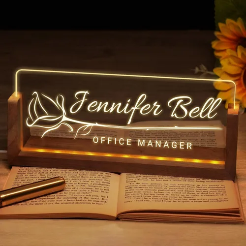 Miniatura 13 de Placa de nombre de escritorio personalizada, placa de identificación acrílica personalizada para escritorio, decoración de oficina para mujeres