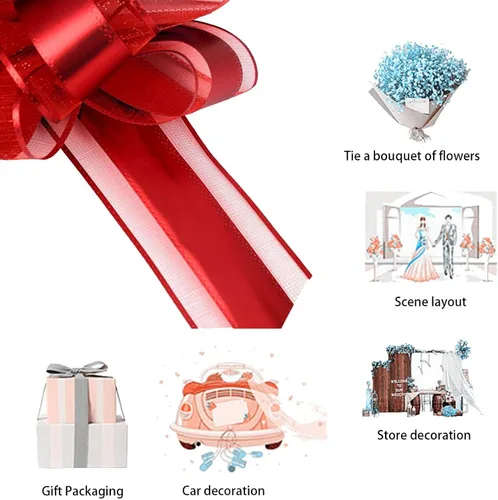 Miniatura 6 de GAKA 10 lazos rojos, lazos grandes de 6 pulgadas para envolver regalos o cestas de flores, Navidad, día de San Valentín, varias decoraciones