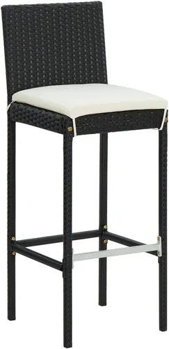 Miniatura 5 de 3 Piece Patio Bar Set with Cushions Black PE Rattan Outdoor Bistro Set Modern Patio Furniture for Garden Balcony Porch