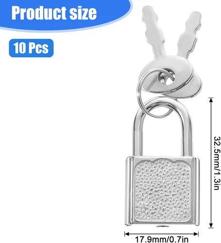 Miniatura 2 de 10 piezas Mini lindo diario candados pequeños candados de equipaje con llaves candado pequeño candado plateado maleta cerradura para cajas