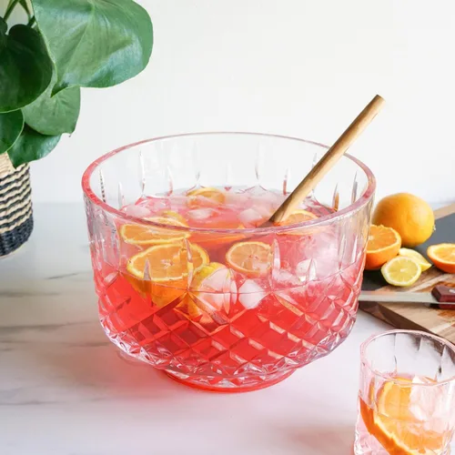 Miniatura 6 de Viski Admiral Crystal Punch Bowl – Tazón de cristal estilo vintage para fiestas – Vajilla para cócteles, apto para lavavajillas, 2.5 galones, 320