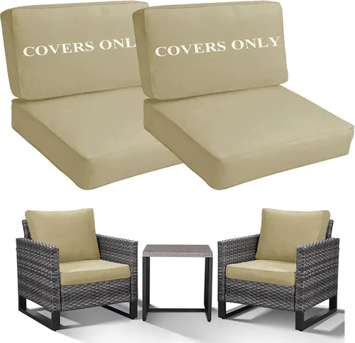 Miniatura 11 de Sqodok Juego de 4 fundas de cojín de patio, fundas de cojín de asiento profundo para patio, impermeables, fundas de cojín de asiento y respaldo