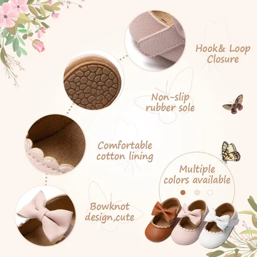 Miniatura 5 de HsdsBebe Zapatos planos Mary Jane para bebés y niñas, suela suave, antideslizante, con lazo, suela suave, para los primeros pasos, zapatos de vestir