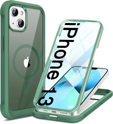 Miniatura 202 de Miracase Funda para iPhone 13 de 6.1 pulgadas, [sin burbujas] funda de teléfono de cuerpo completo con pantalla de vidrio completa integrada, sin