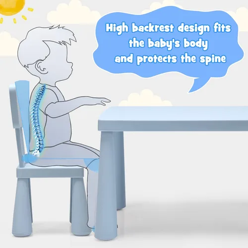 Miniatura 3 de HONEY JOY Juego de mesa y silla para niños, mesa de actividades de plástico para niños y 2 sillas para manualidades artísticas, mesa fácil