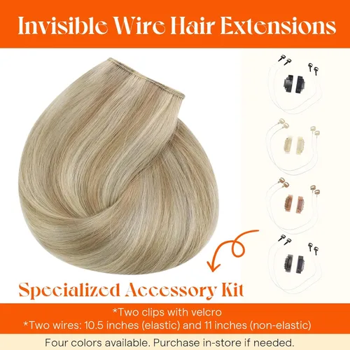 Miniatura 5 de Sunny - Extensiones de cabello humano real, con cable/hilo y clips ajustables, aplicación invisible, 2.82 onzas, 12 pulgadas, color rubio cenizo