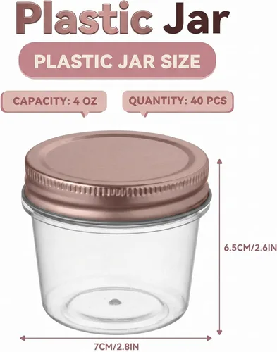 Miniatura 2 de novelinks Tarros de plástico transparente de 4 onzas con tapas de oro rosa – Recipientes redondos transparentes recargables para almacenamiento