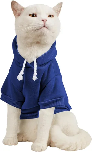 Miniatura 27 de QWINEE Sudadera Básica con Capucha para Perro Suéter para Cachorro Disfraces Cálidos para Gato Ropa para Mascotas para Chihuahua Cachorro Gatito
