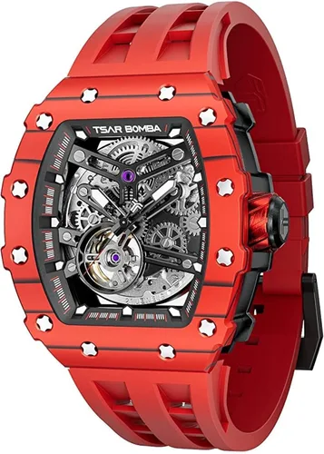 Miniatura 22 de TSAR BOMBA Relojes automáticos para hombre, 164.0 ft, impermeable, reloj mecánico japonés, reloj mecánico para hombre, movimiento Tonneau, caja