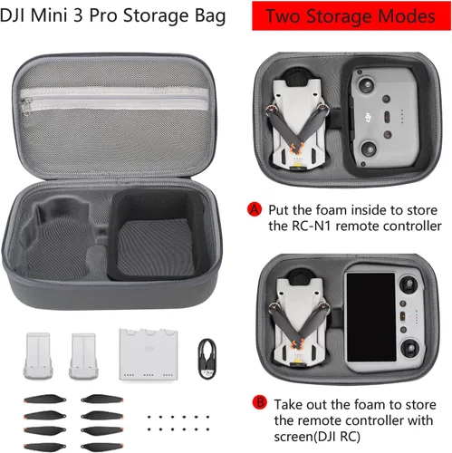 Miniatura 2 de Bolsa de Almacenamiento para Mini 3 Pro Estuche de Transporte Duro Compatible con Mini 3 Pro, DJI RC/DJI RC-N1 y Accesorios DJI Mini 3 Pro-Gris