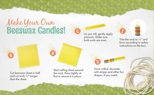 Miniatura 2 de Kit de fabricación de velas de cera de abejas, 10 hojas de panal de cera de abeja 100% de tamaño matrimonial en varios colores y aproximadamente 6
