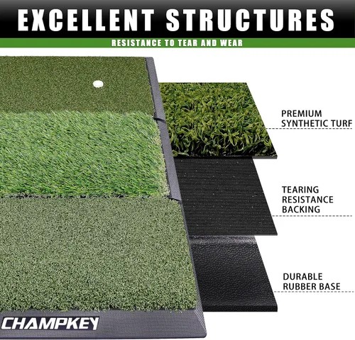 Miniatura 2 de CHAMPKEY Alfombrilla profesional de golf Tri-Turf Alfombrilla de práctica de goma resistente ideal para entrenamiento en interiores y exteriores