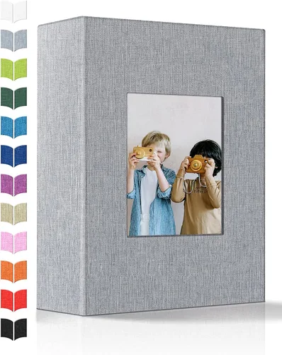 Miniatura 13 de Álbum de fotos Artfeel 4x6 con 300 bolsillos, álbumes de fotos deslizables, libro de memorias con cubierta de lino y ventana frontal, libro de fotos