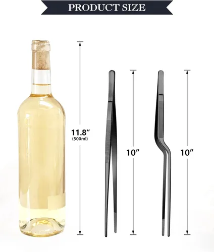 Miniatura 3 de Juego de pinzas de cocina de 10 pulgadas y pinzas compensadas, puntas dentadas de precisión, pinzas de chef profesional de acero inoxidable