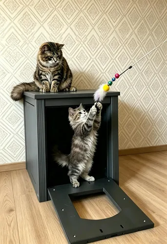 Miniatura 2 de KAMABOKO Casa para gatos al aire libre, resistente a la intemperie, refugio de plástico PP para uso en interiores y exteriores, casa duradera