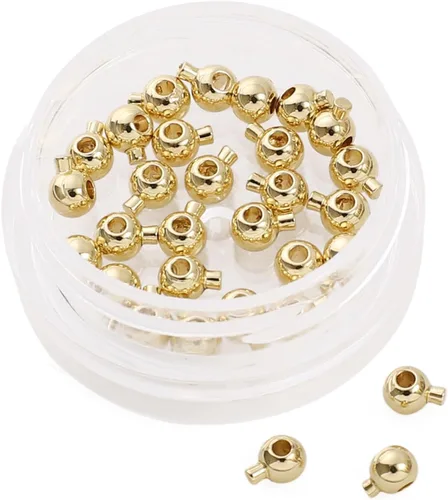 Miniatura 9 de BEADIA - Hebilla de línea de pesca cilíndrica chapada en oro de 14 quilates, tapas de extremo de 3.2 mm, 30 piezas para hacer joyas