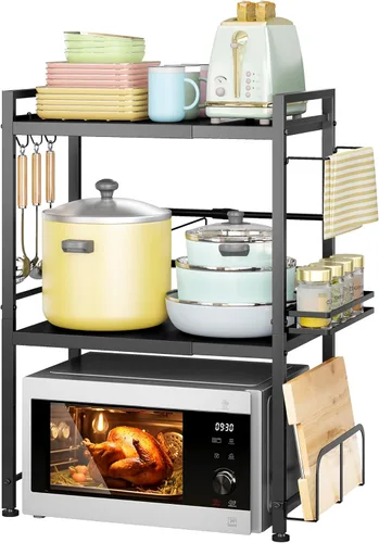 DOLALIKE Estante para Horno de Microondas, Soporte de Microondas Expandible para Encimera, Almacenamiento de Utensilios de Cocina y Vajilla, Estante