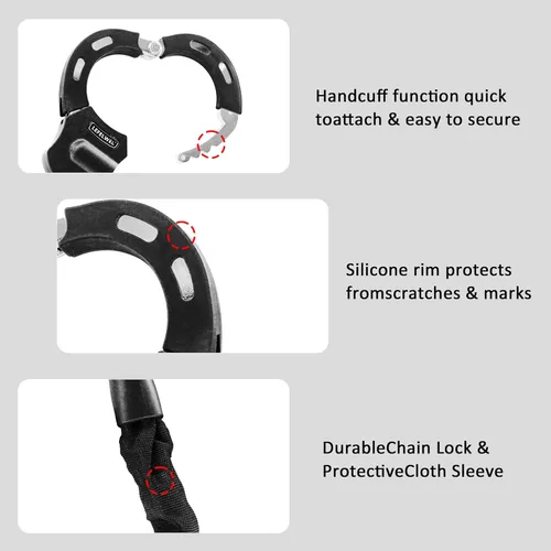 Miniatura 3 de Cerraduras de Scooter Eléctrico Antirrobo, Cerradura de Cadena de Bicicleta con Bolsa, Mejor Cerradura para Accesorios de Scooter Eléctrico Xiaomi