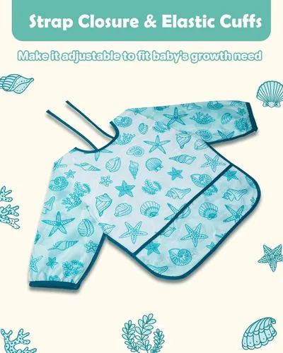 Miniatura 4 de Lictin Baberos de Manga Larga Paquete de 5 - Baberos para Bebé, Baberos Impermeables para Niños Pequeños, Delantal para Bebé para Comer, Baberos