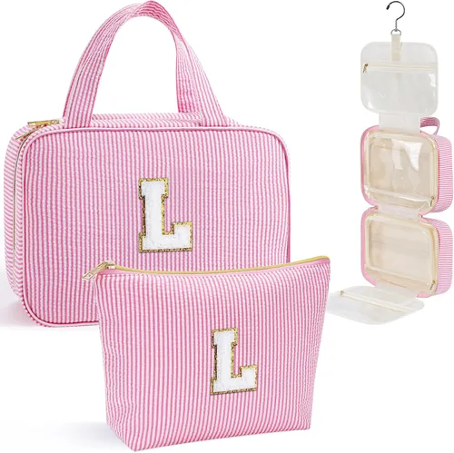 Miniatura 48 de YOOLIFE Regalos de cumpleaños para mujeres adolescentes, neceser colgante con inicial para mujeres, adolescentes y niñas, bolsa de aseo de viaje