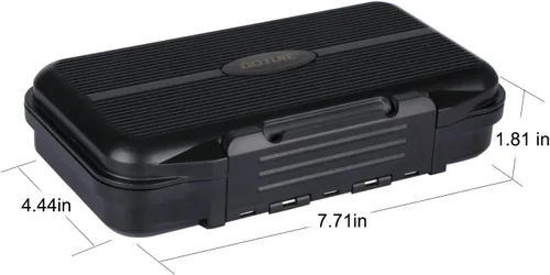 Miniatura 3 de Goture Pequeña caja organizadora de aparejos de pesca con tecnología impermeable, compartimentos fijos, caja de almacenamiento de señuelos de Negro