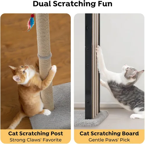 Miniatura 9 de Veehoo Poste rascador de gatos de 35 pulgadas de alto para gatos de interior y adultos, almohadilla resistente para rascar gatos con marco de metal