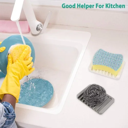Miniatura 2 de Jabonera autodrenante de 3 piezas, jabonera de silicona de alta calidad, protector de jabón para ducha, baño, cocina, bañera, esponjas, mantiene