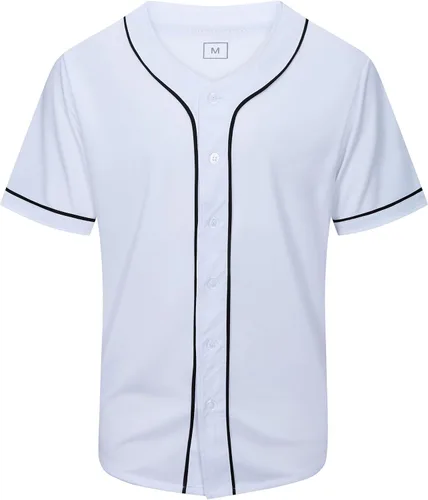 Miniatura 9 de Camisa de béisbol lisa en blanco, camisas de manga corta con botones, uniforme deportivo de hip hop para hombres y mujeres adultos