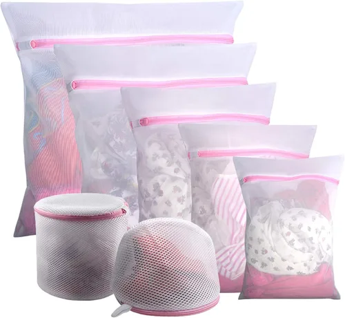 GOGOODA - 7 bolsas de malla para lavandería, para prendas delicadas, con cremallera de alta calidad, bolsa organizadora y de almacenamiento para