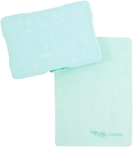 Craftelier - Caja organizadora y limpiador de sellos Shammy para mantener tus sellos en perfecto estado | Tamaño Shammy 7.9 x 5.7 in y caja 17 x 4.7