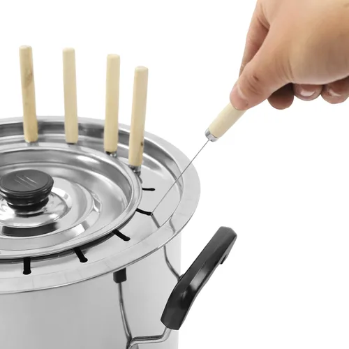 Miniatura 6 de Barbacoa sin humo, parrilla de barril de carbón envolvente de acero inoxidable, parrilla de carbón portátil con 30 pinchos y accesorios de parrilla